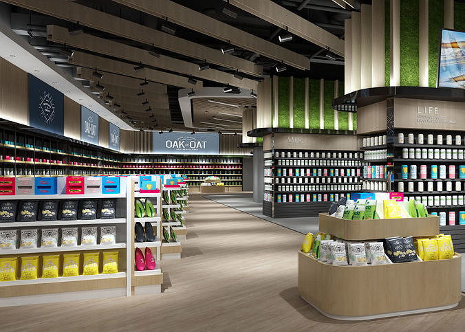 Supermarket interior design of in shanghai 3D model 5