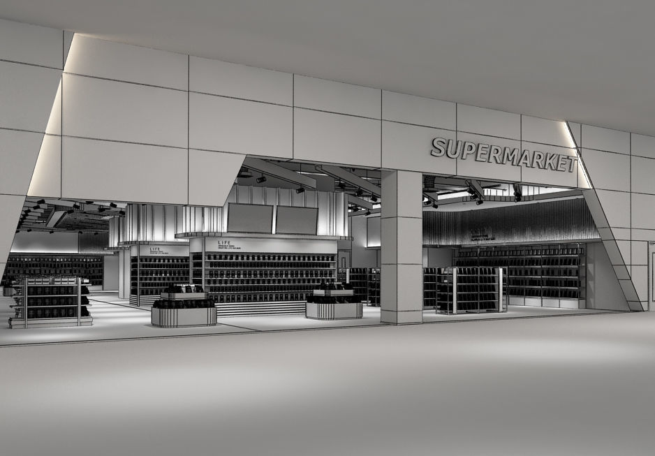 Supermarket interior design of in shanghai 3D model_10