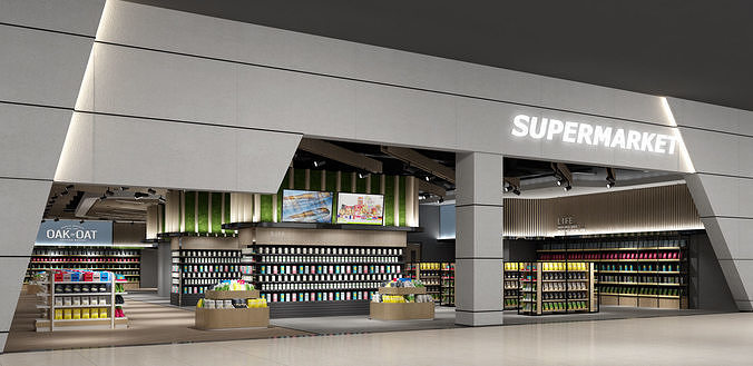 Supermarket interior design of in shanghai 3D model 4