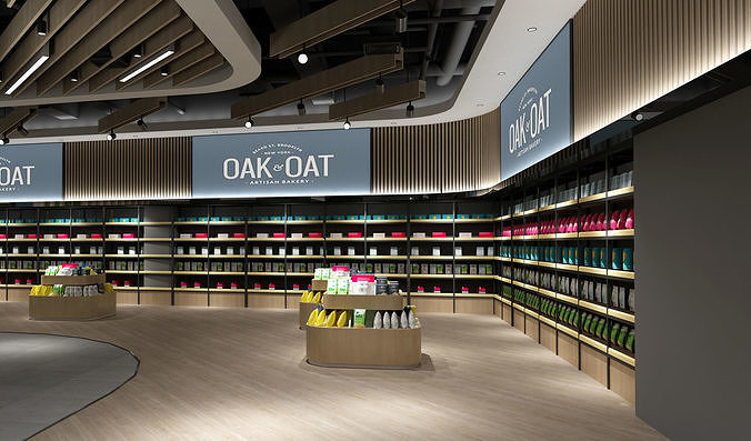 Supermarket interior design of in shanghai 3D model 6
