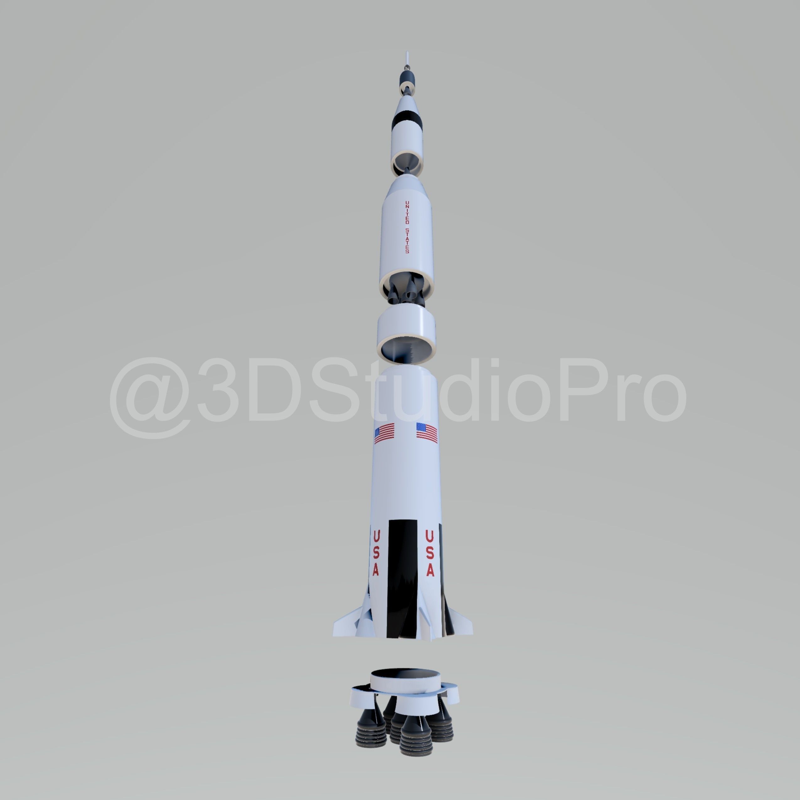 SATURN V ROCKET - NASA APOLLO MISSIONS 3D print model_2