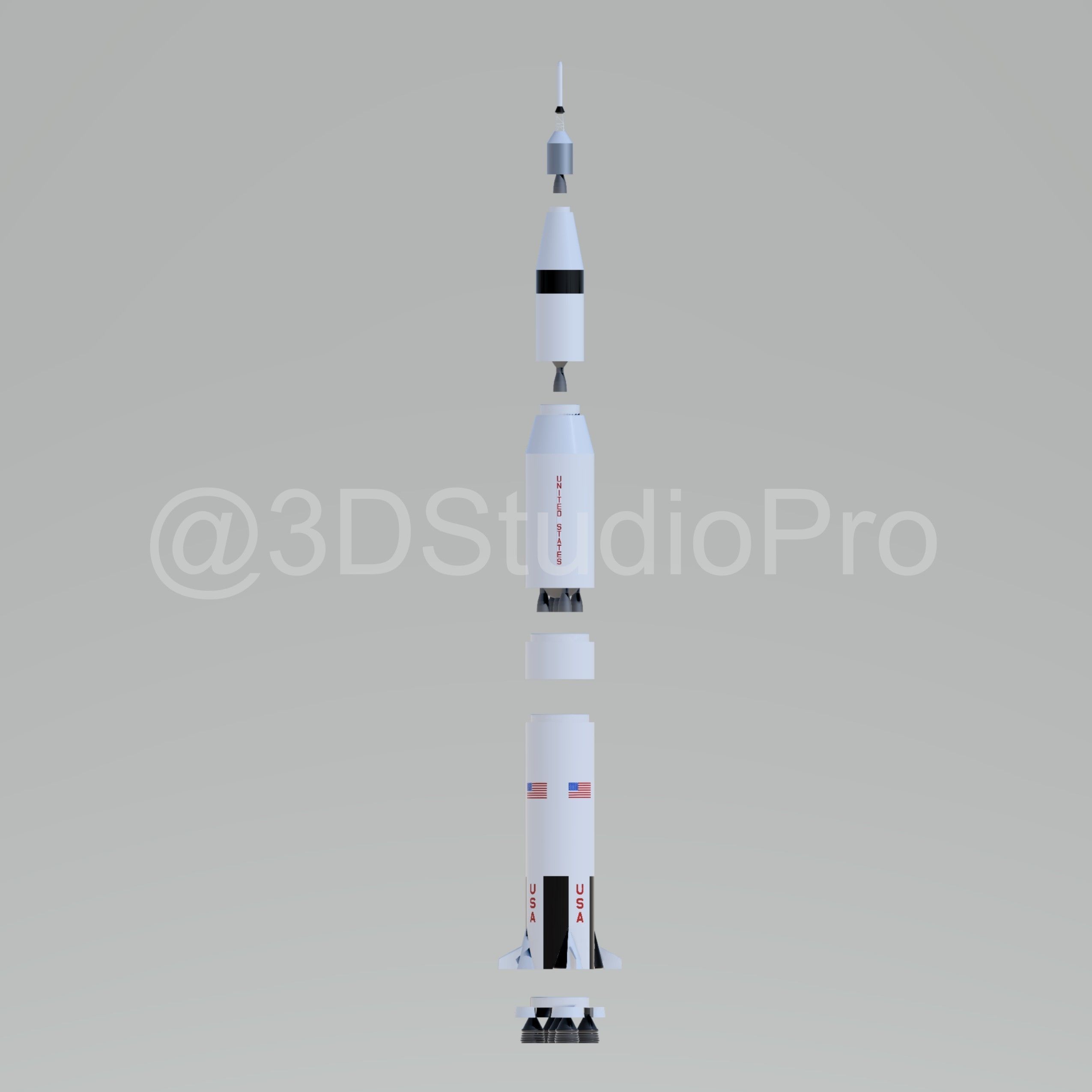 SATURN V ROCKET - NASA APOLLO MISSIONS 3D print model_3