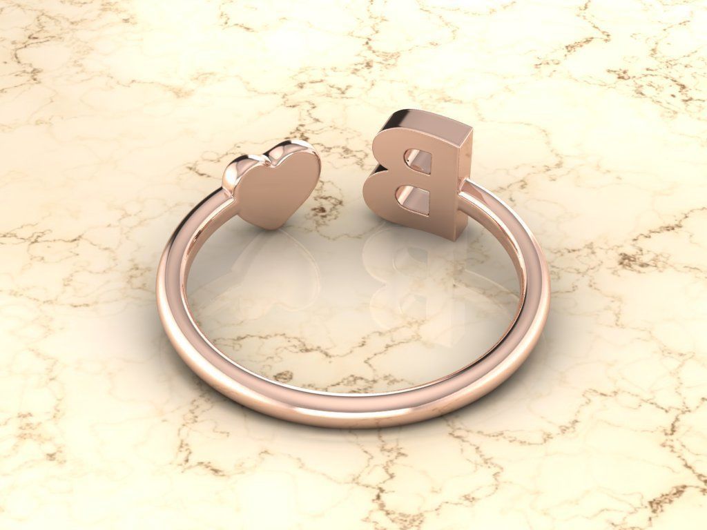 Alphabet Jewelry with Heart Ring B 3D print model_5