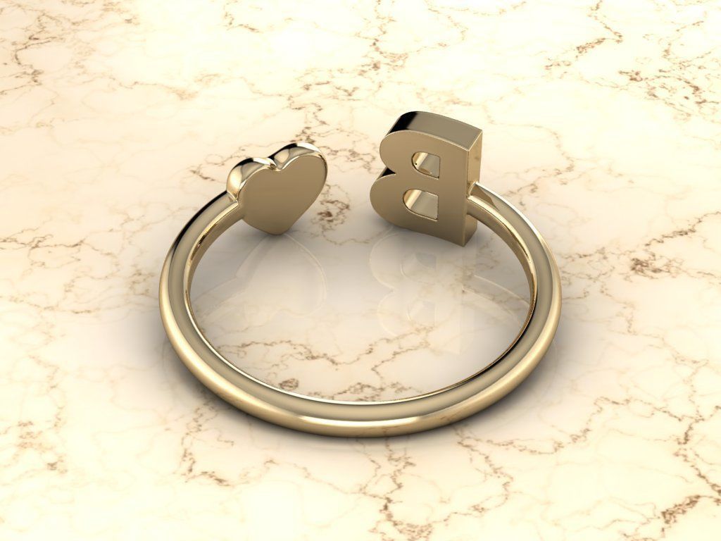 Alphabet Jewelry with Heart Ring B 3D print model_12