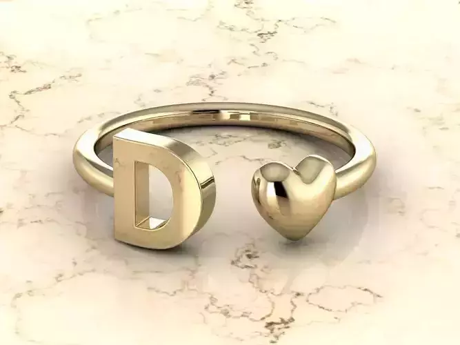 Alphabet Jewelry with Heart Ring  D 3D print model