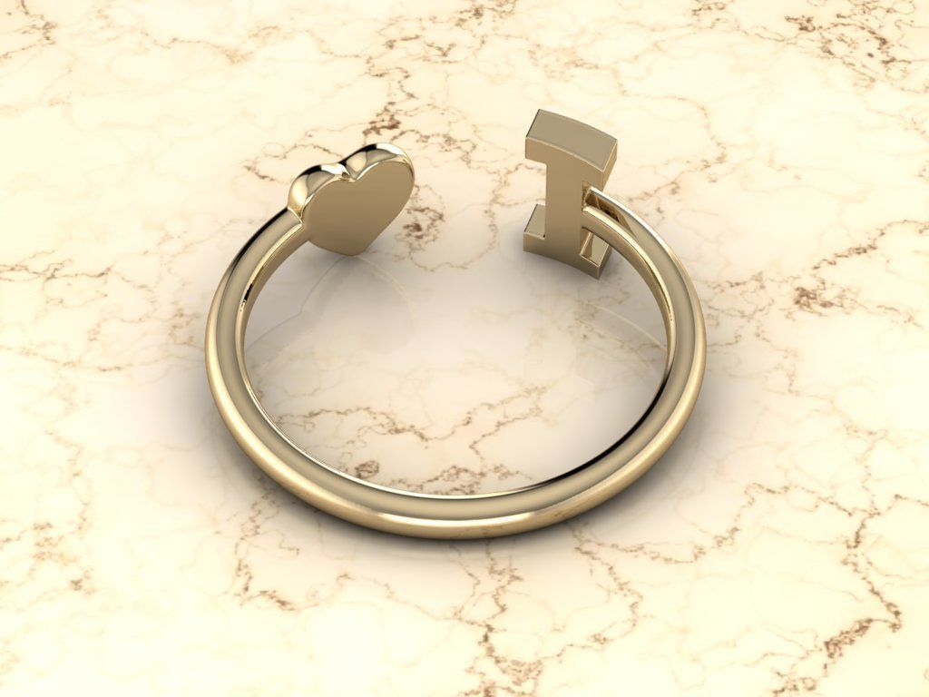 Alphabet Jewelry with Heart Ring  I 3D print model_12