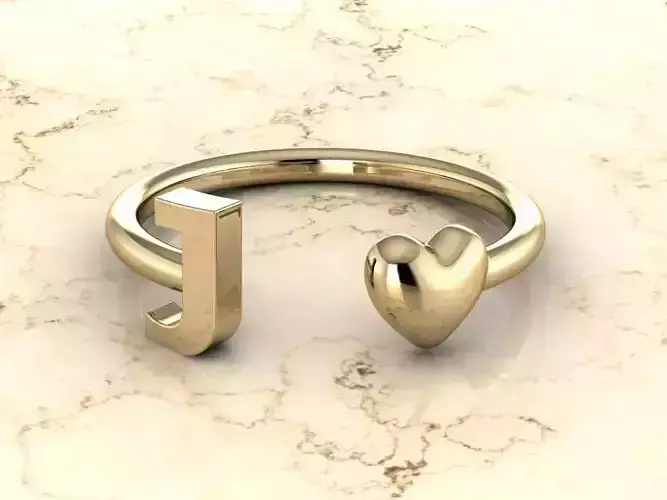 Alphabet Jewelry with Heart Ring  J 3D print model