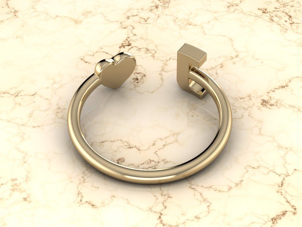 Alphabet Jewelry with Heart Ring  J 3D print model_11