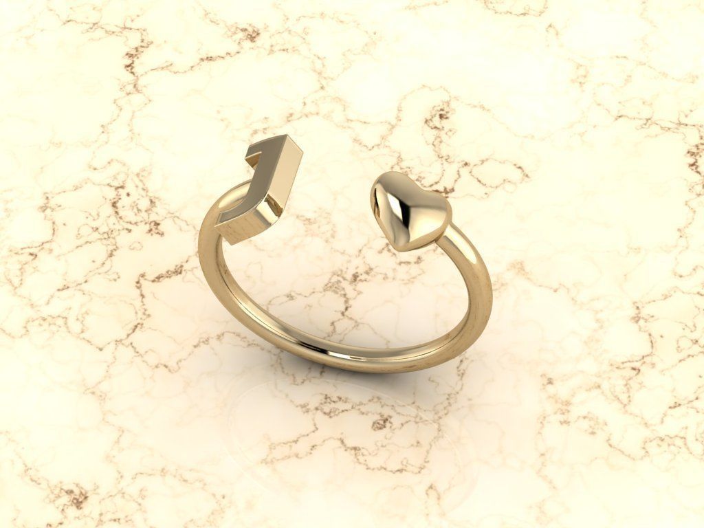 Alphabet Jewelry with Heart Ring  J 3D print model_10