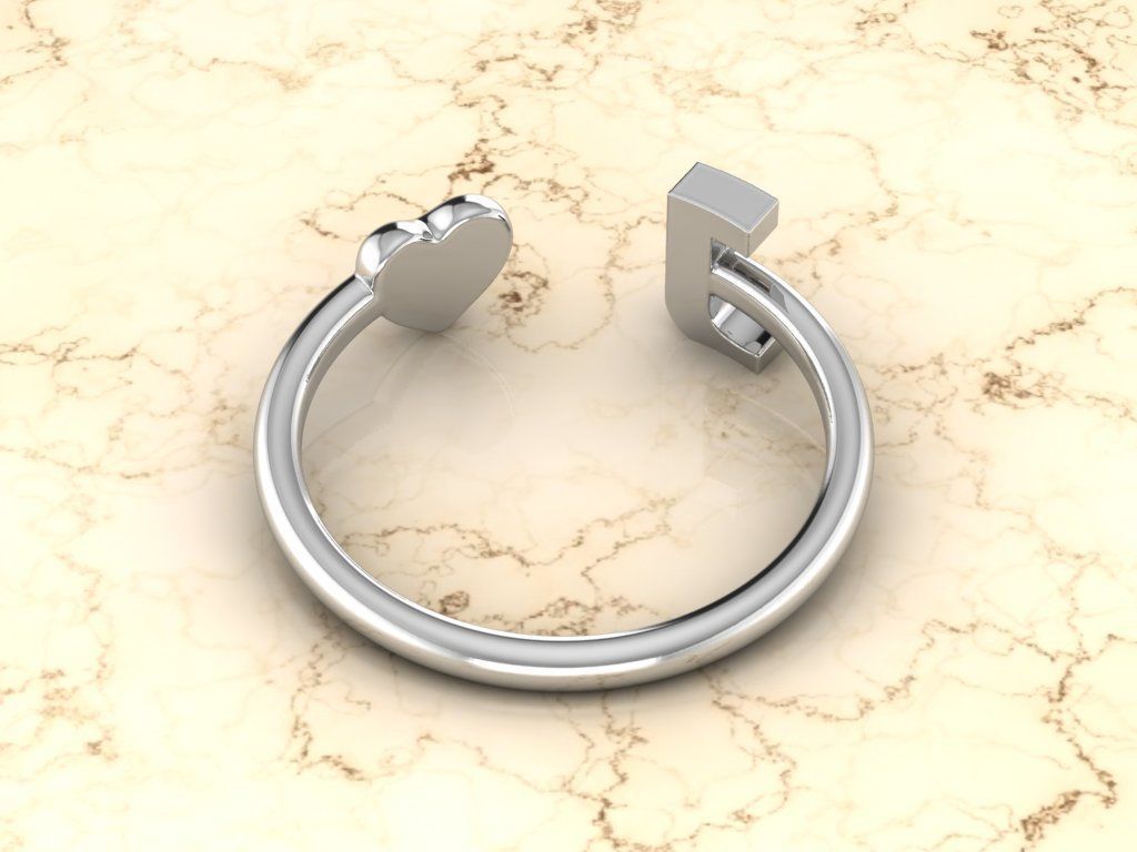 Alphabet Jewelry with Heart Ring  J 3D print model_8