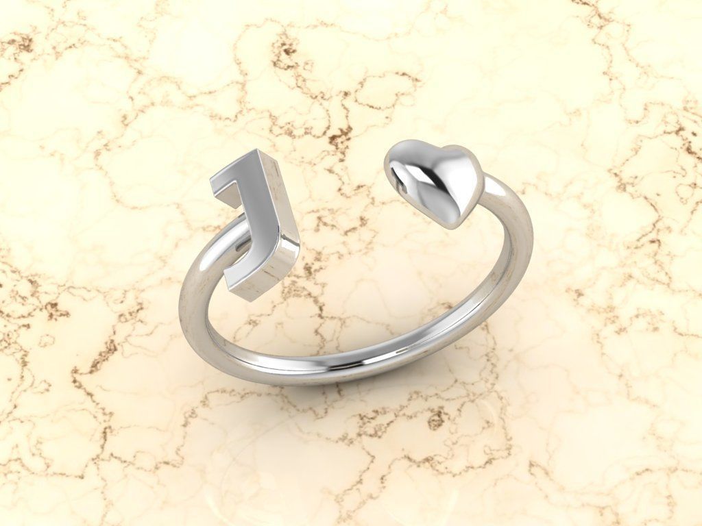 Alphabet Jewelry with Heart Ring  J 3D print model_6