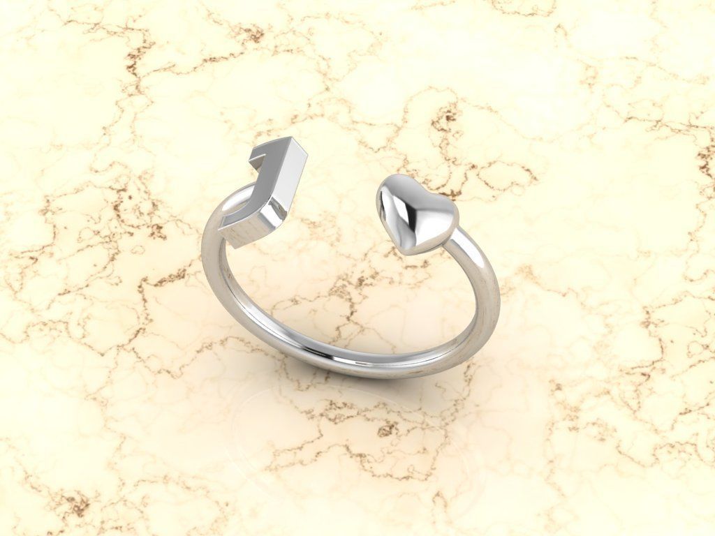 Alphabet Jewelry with Heart Ring  J 3D print model_7