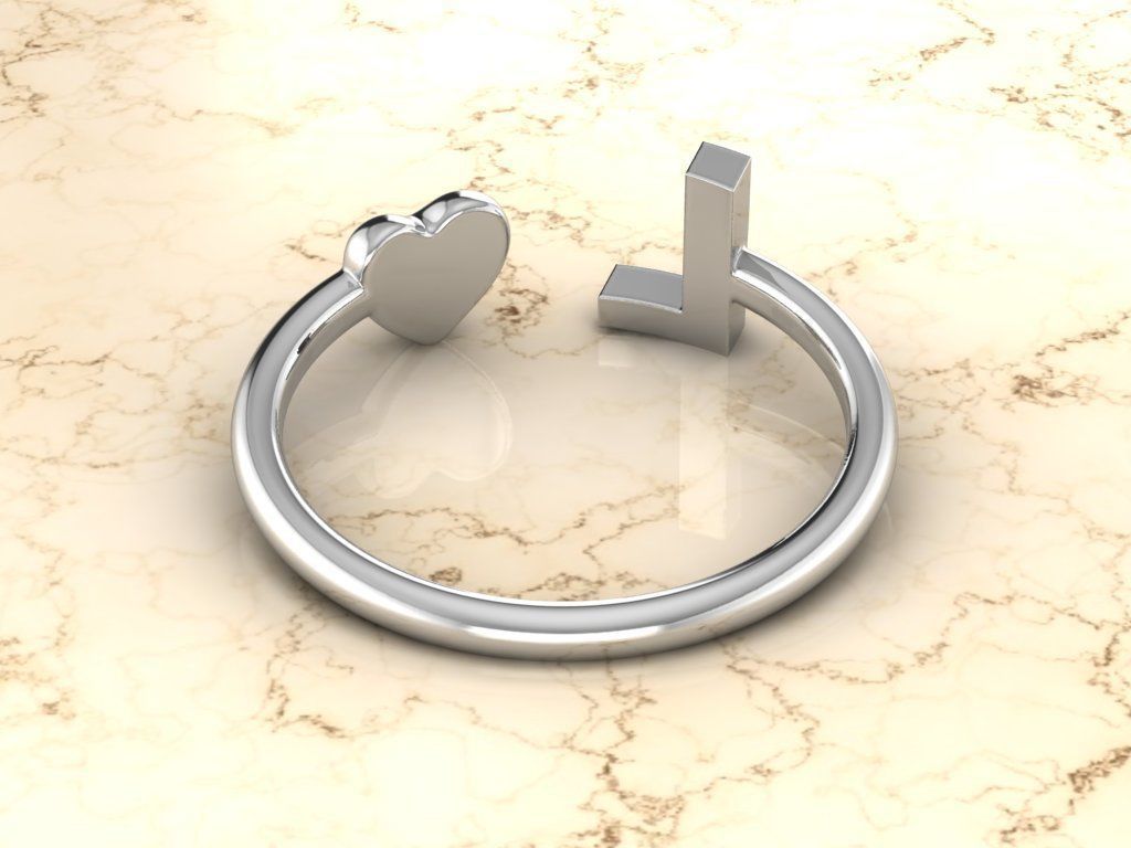 Alphabet Jewelry with Heart Ring L 3D print model_9