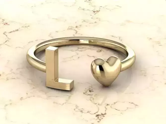 Alphabet Jewelry with Heart Ring L 3D print model