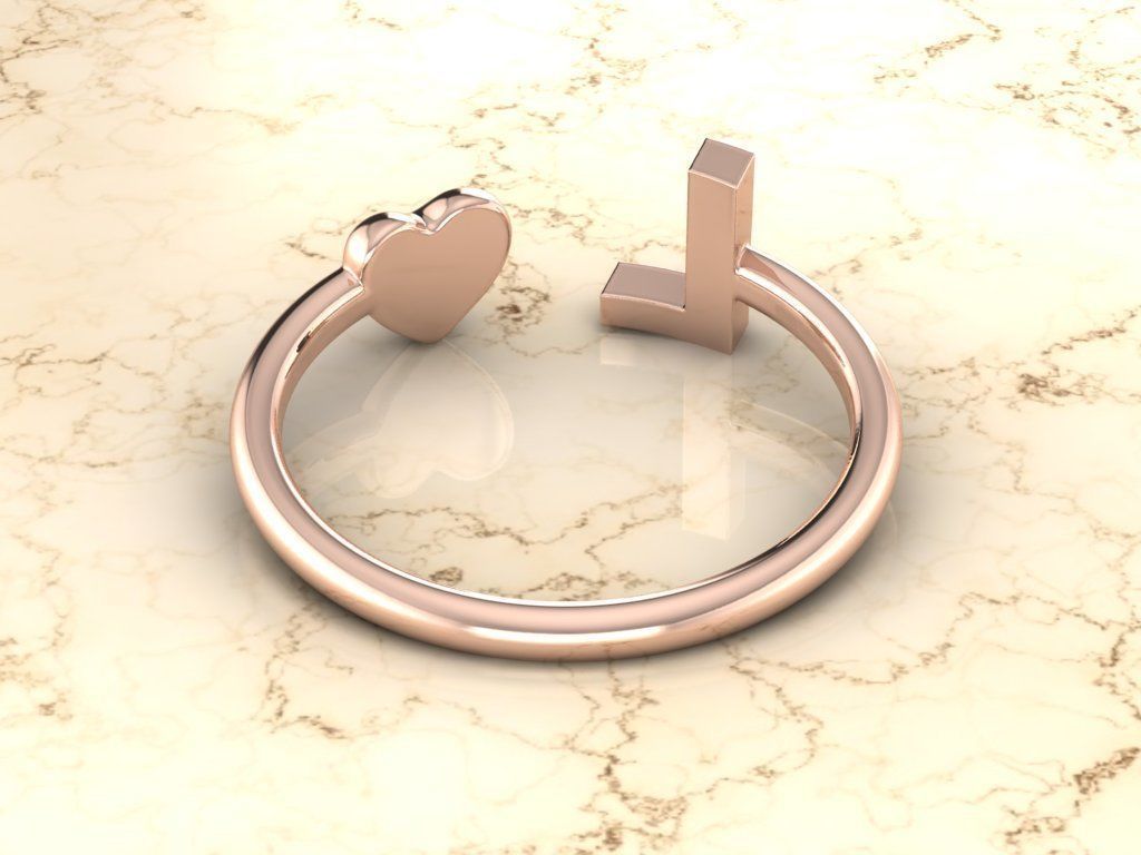 Alphabet Jewelry with Heart Ring L 3D print model_5