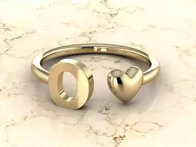 Alphabet Jewelry with Heart Ring O 3D print model