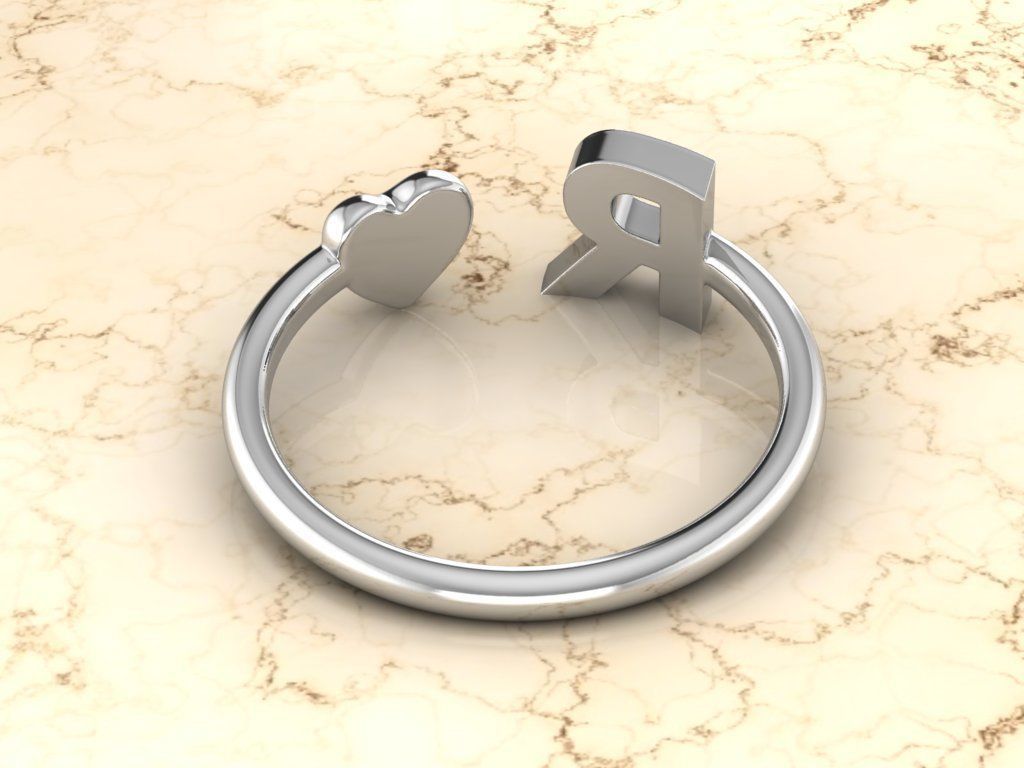 Alphabet Jewelry with Heart Ring  R 3D print model_9