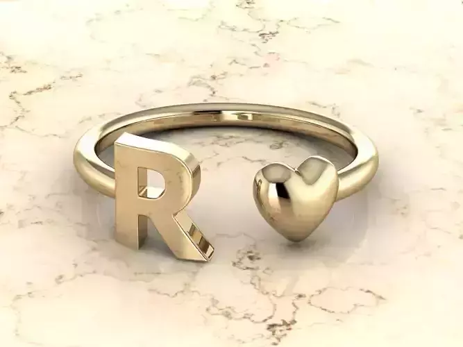 Alphabet Jewelry with Heart Ring  R 3D print model