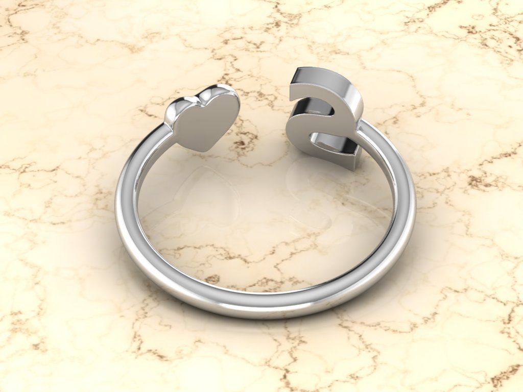 Alphabet Jewelry with Heart Ring S 3D print model_9