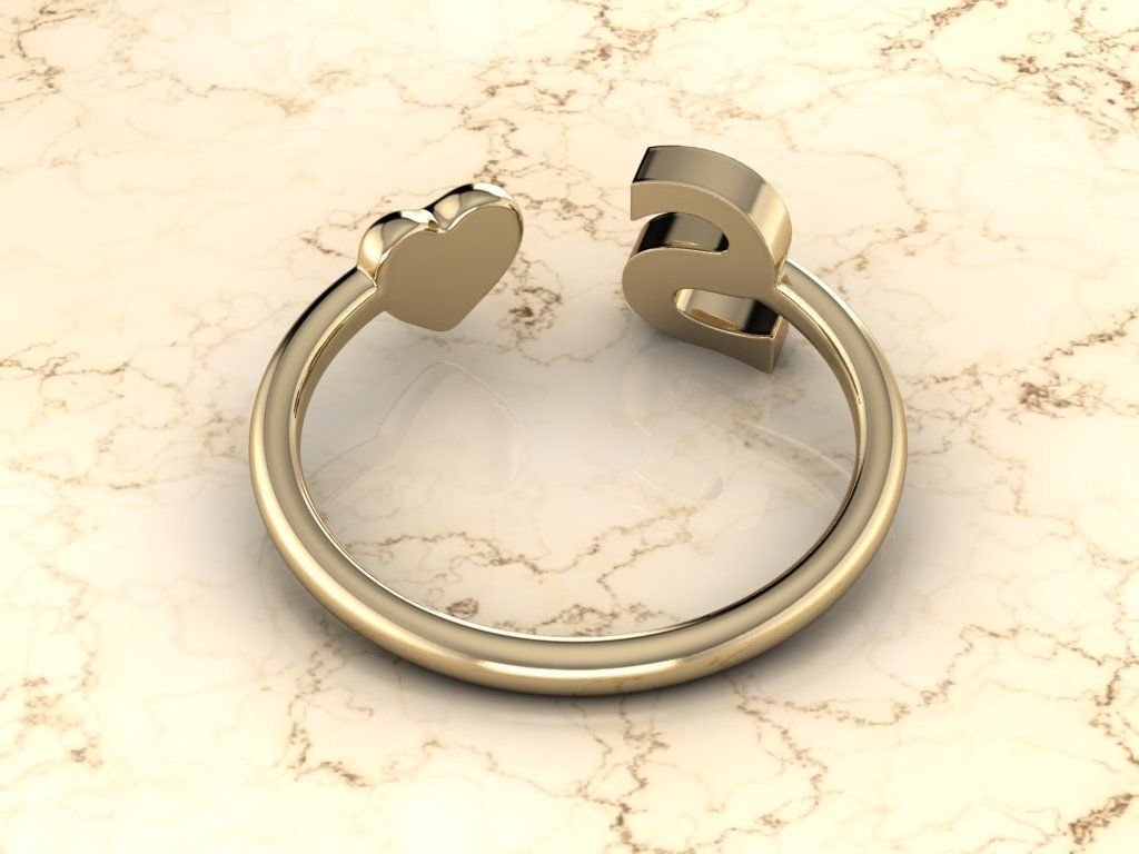 Alphabet Jewelry with Heart Ring S 3D print model_12