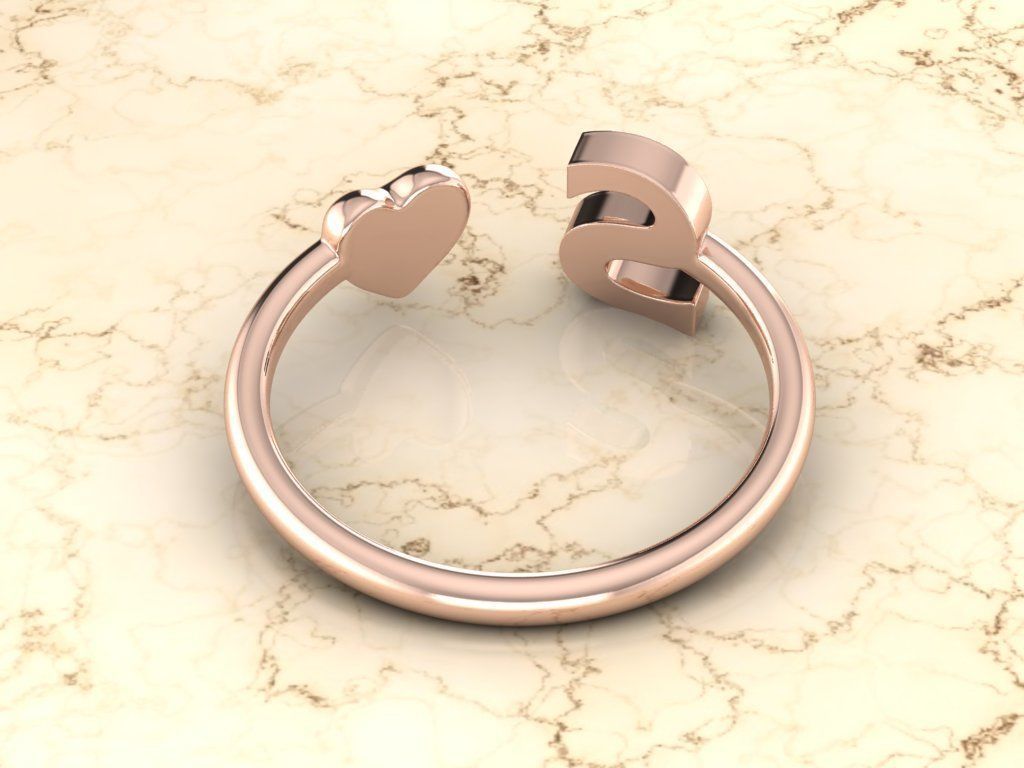 Alphabet Jewelry with Heart Ring S 3D print model_5