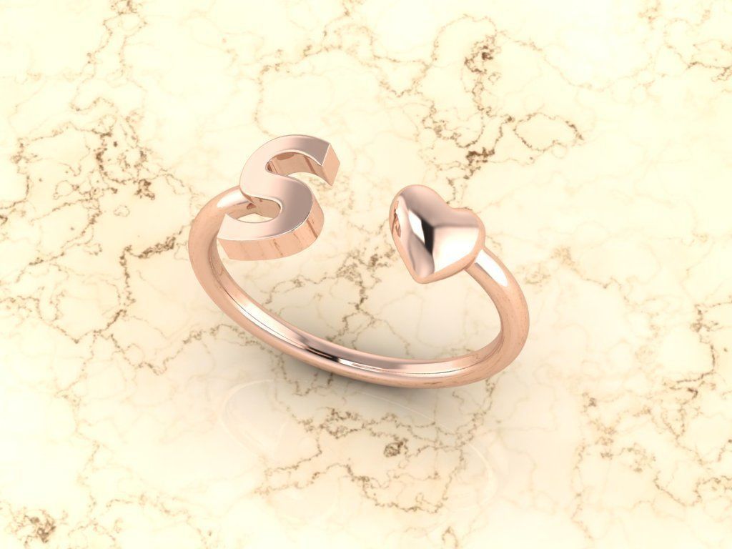 Alphabet Jewelry with Heart Ring S 3D print model_4