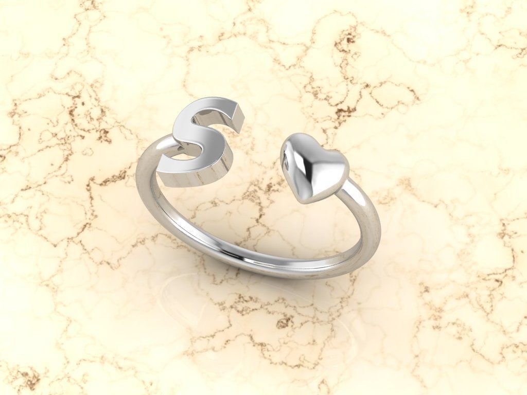 Alphabet Jewelry with Heart Ring S 3D print model_8
