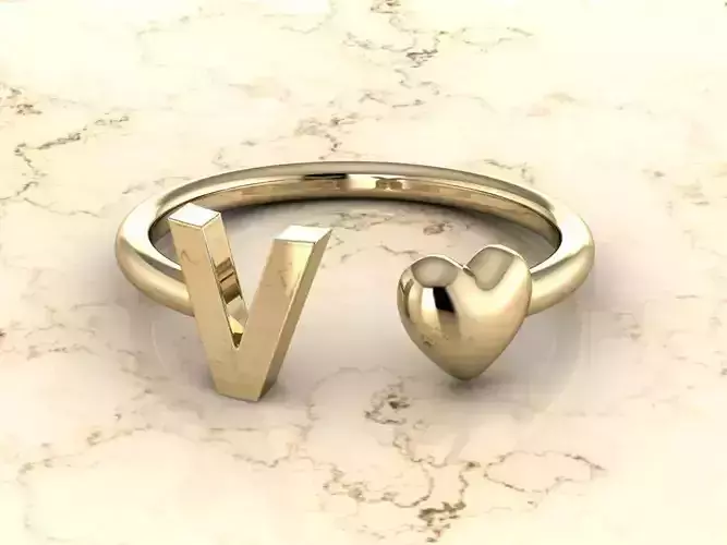 Alphabet Jewelry with Heart Ring V