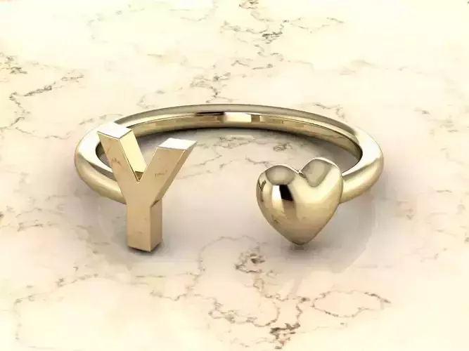 Alphabet Jewelry with Heart Ring Y