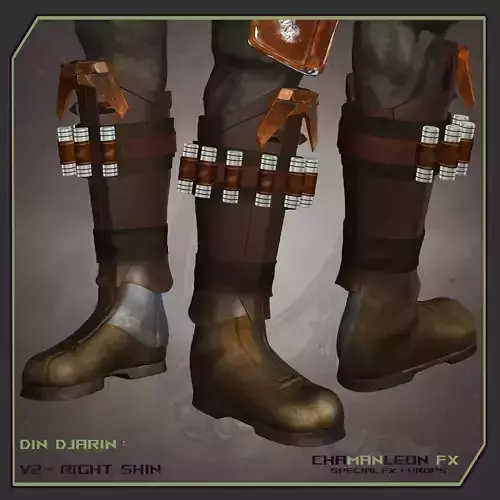 Din Djarin Mandalorian Right Leg Greave Cosplay Armor 3D print model