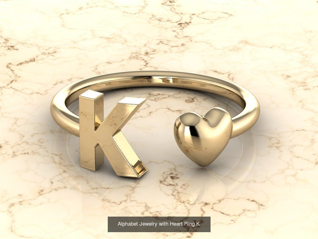 Alphabet Jewelry with Heart Rings COLLECTION _13