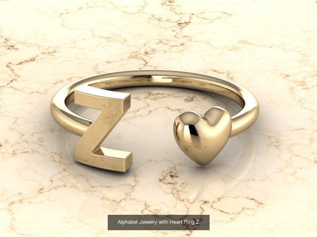 Alphabet Jewelry with Heart Rings COLLECTION _28