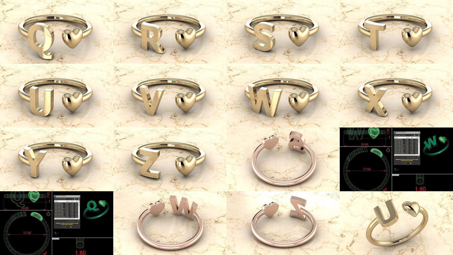 Alphabet Jewelry with Heart Rings COLLECTION _1