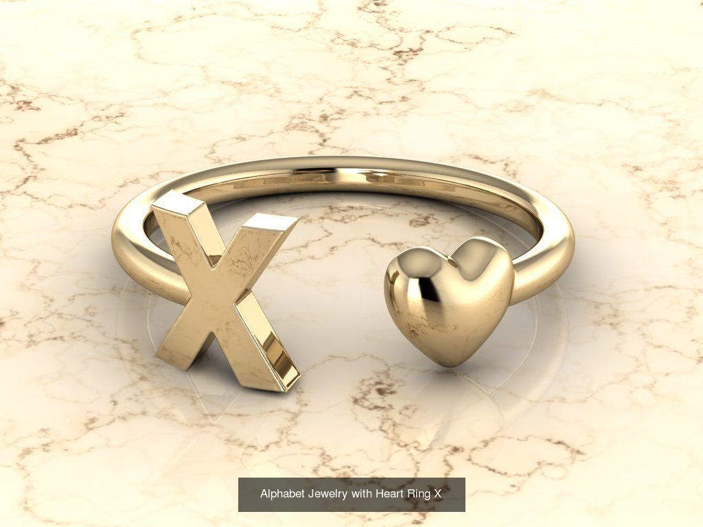 Alphabet Jewelry with Heart Rings COLLECTION _26