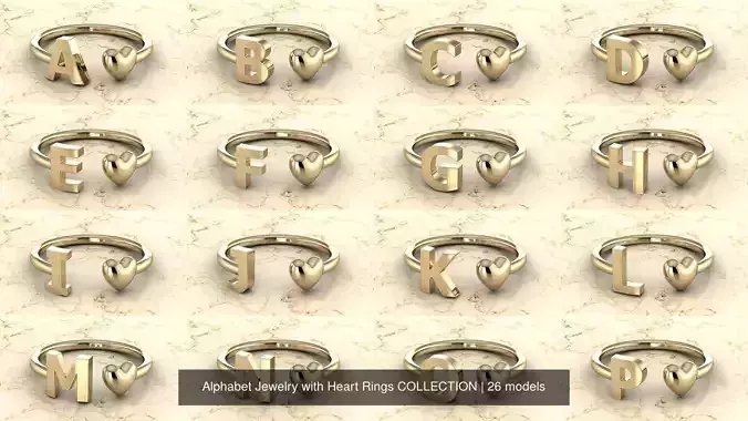 Alphabet Jewelry with Heart Rings COLLECTION 
