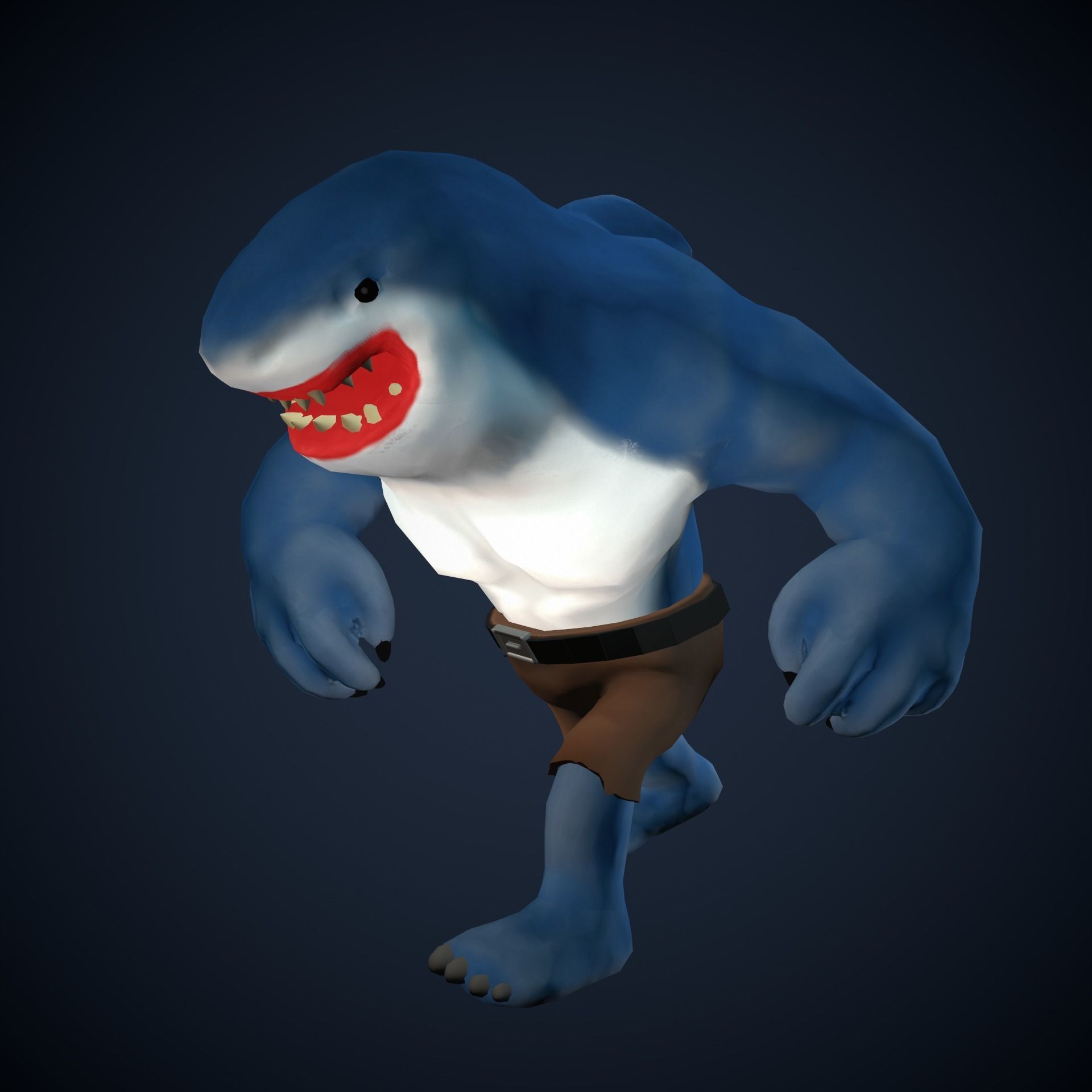 Stylized King Shark - Game Ready Low-poly 3D model_4