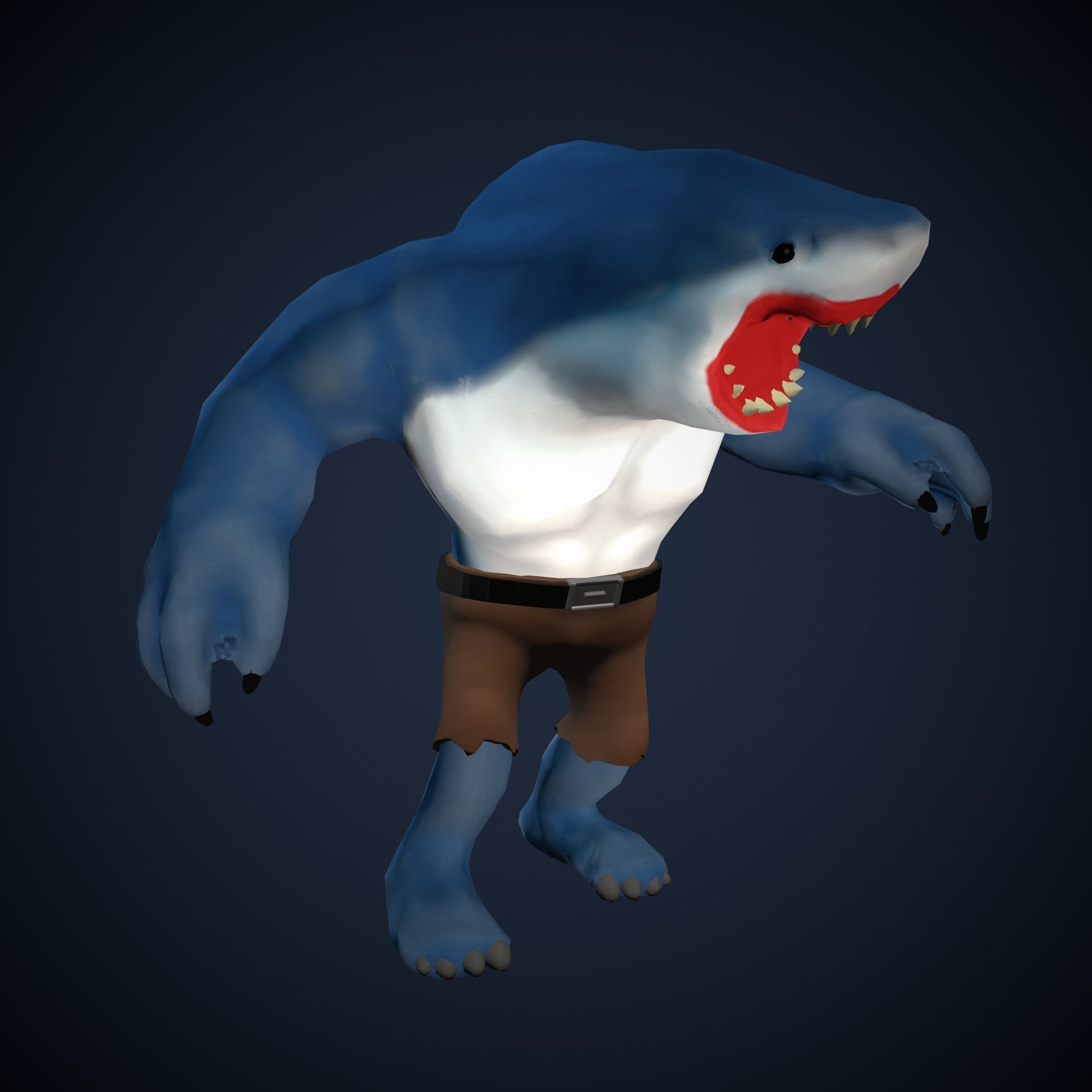 Stylized King Shark - Game Ready Low-poly 3D model_11