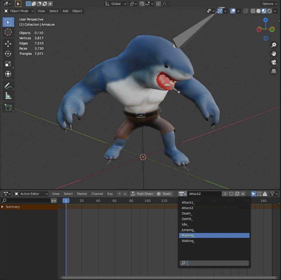 Stylized King Shark - Game Ready Low-poly 3D model_5