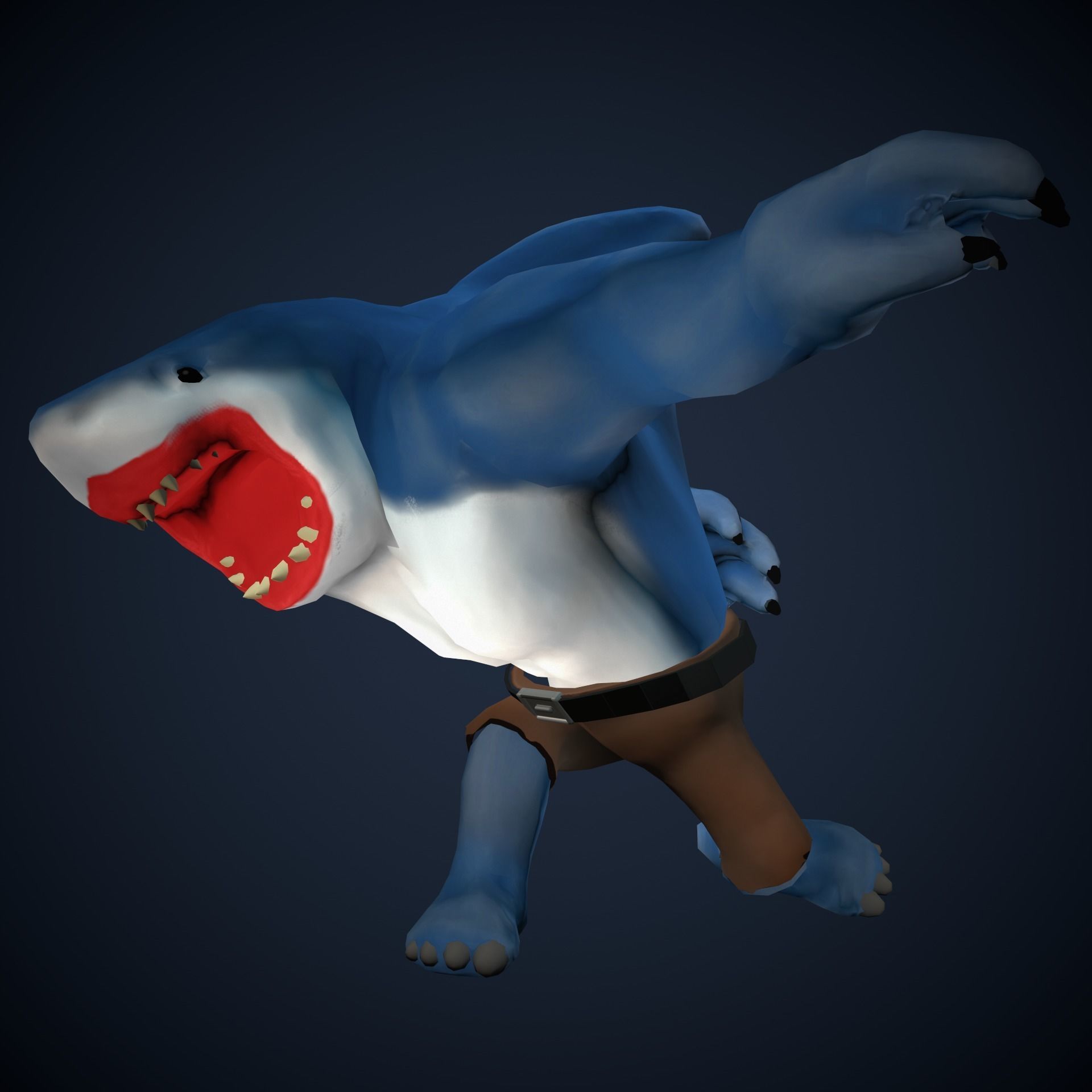 Stylized King Shark - Game Ready Low-poly 3D model_10