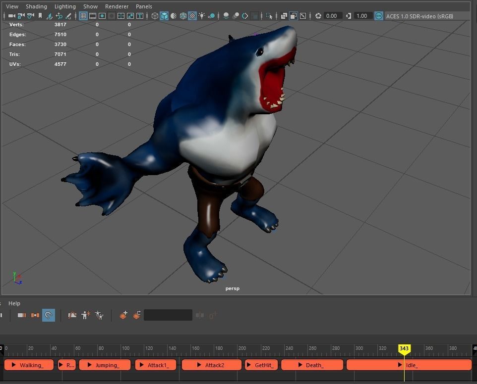 Stylized King Shark - Game Ready Low-poly 3D model_8