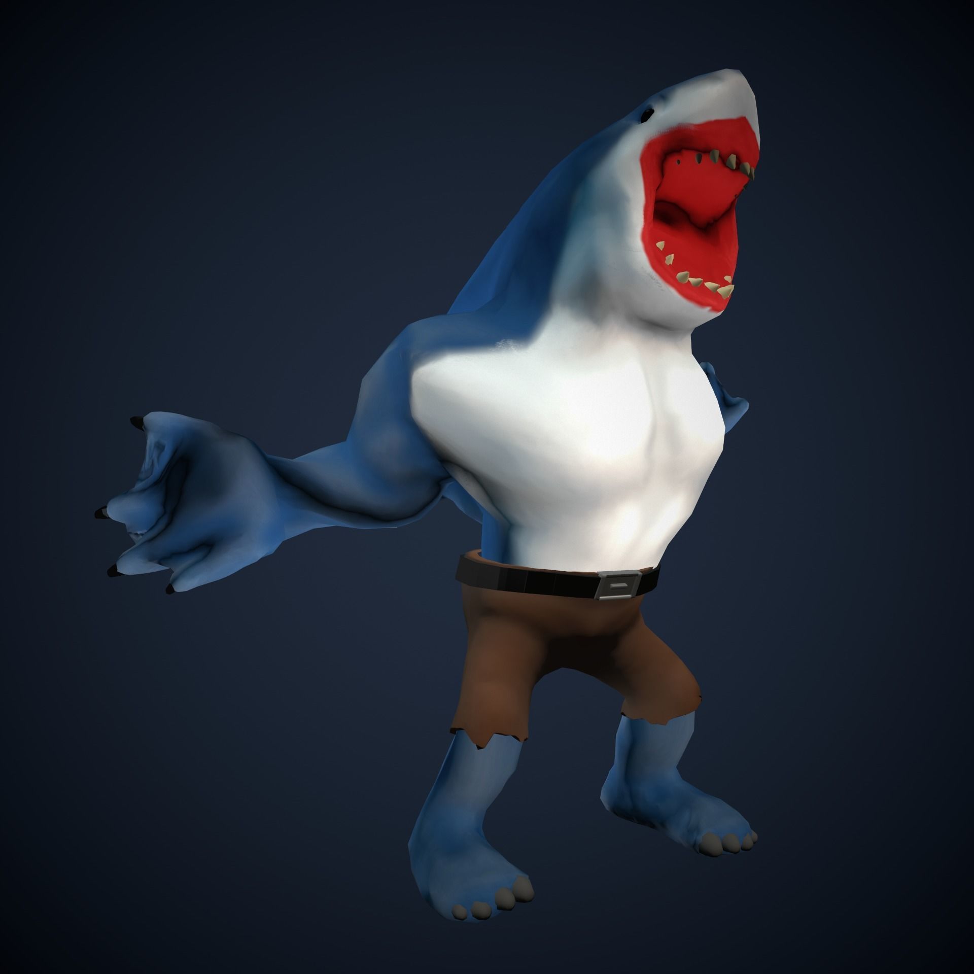 Stylized King Shark - Game Ready Low-poly 3D model_3