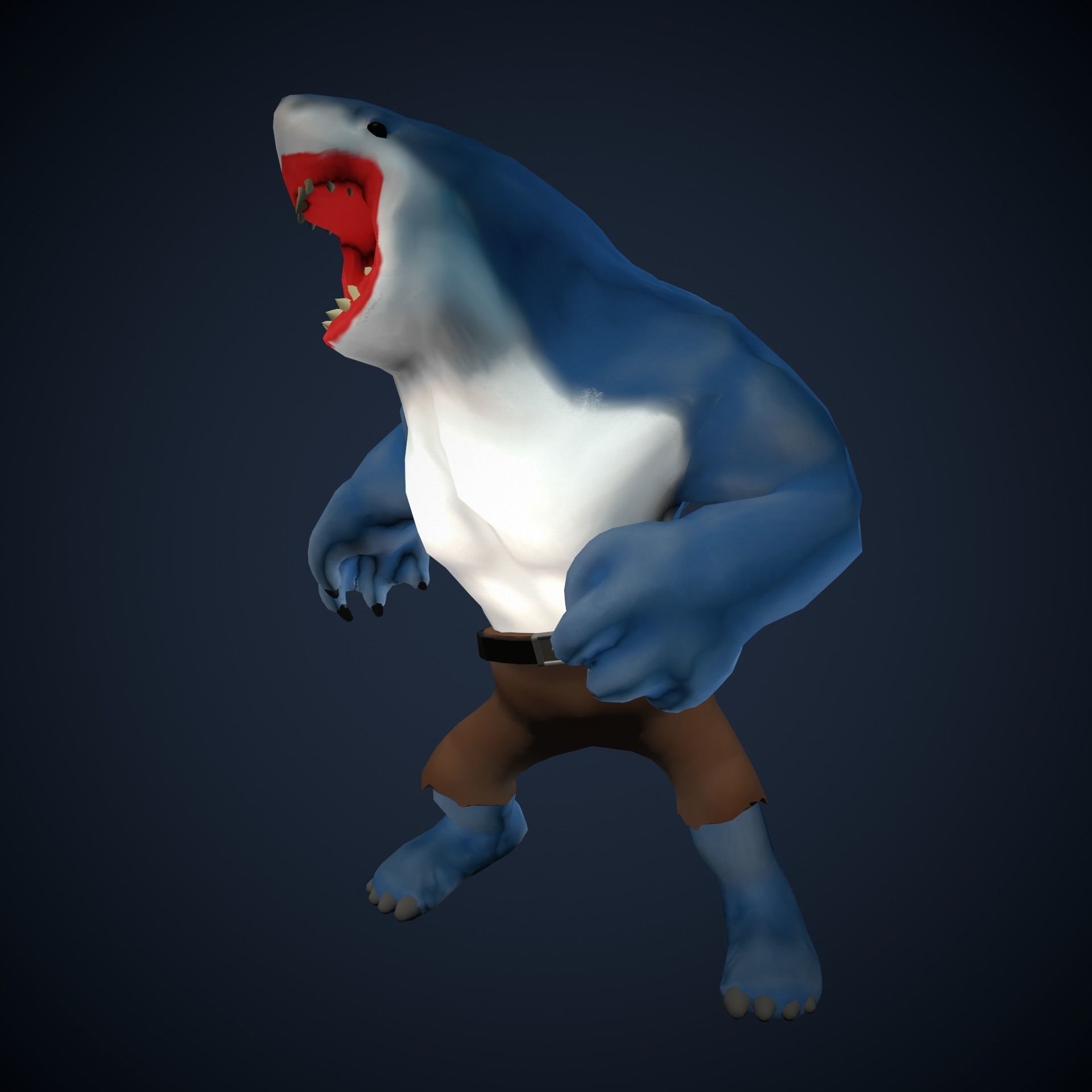 Stylized King Shark - Game Ready Low-poly 3D model_16