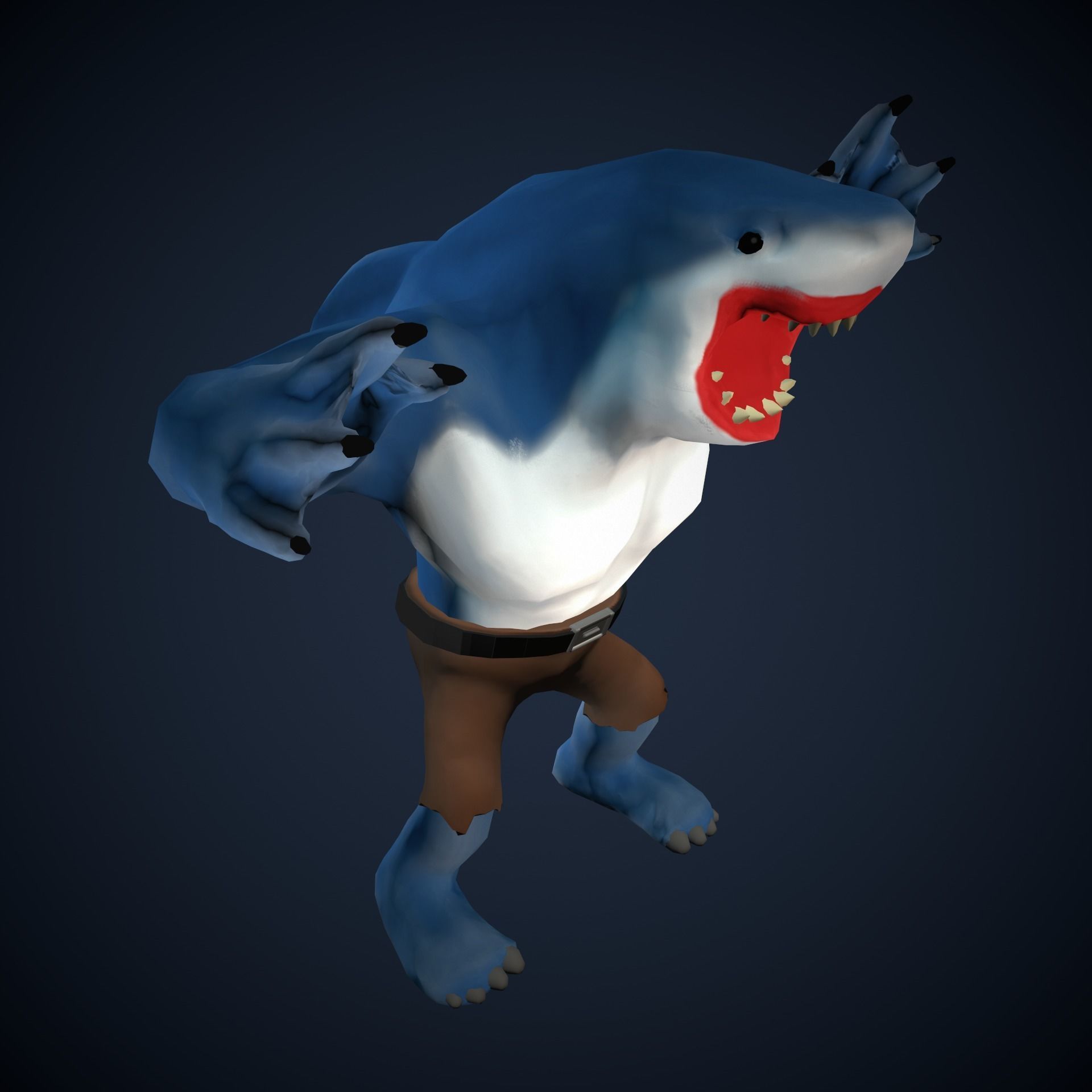 Stylized King Shark - Game Ready Low-poly 3D model_2