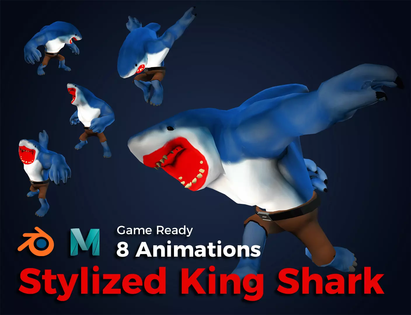 Stylized King Shark - Game Ready Low-poly 3D model_0