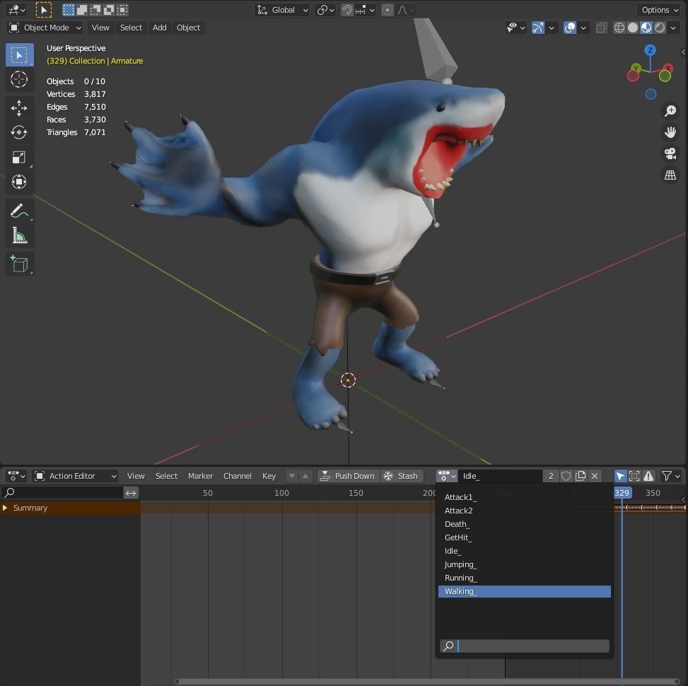 Stylized King Shark - Game Ready Low-poly 3D model_6