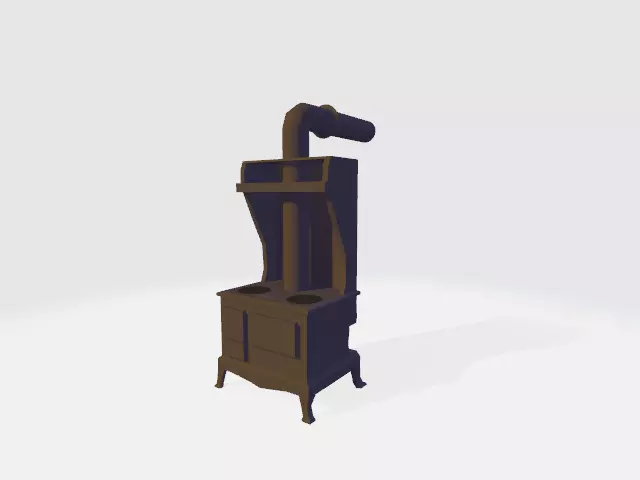 Old Fashioned Oven 3D model_0