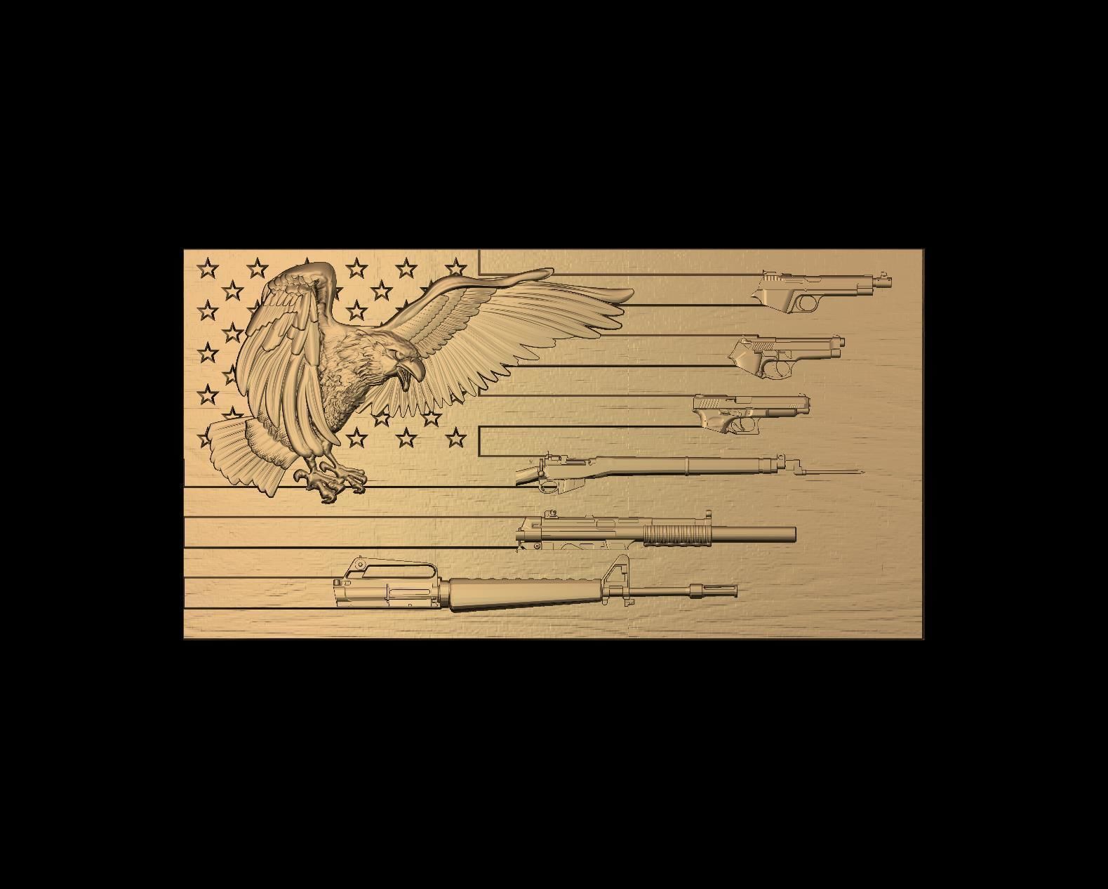 Flag Eagle Weapon 3d Model for cnc machines and 3d printers 3D model_12