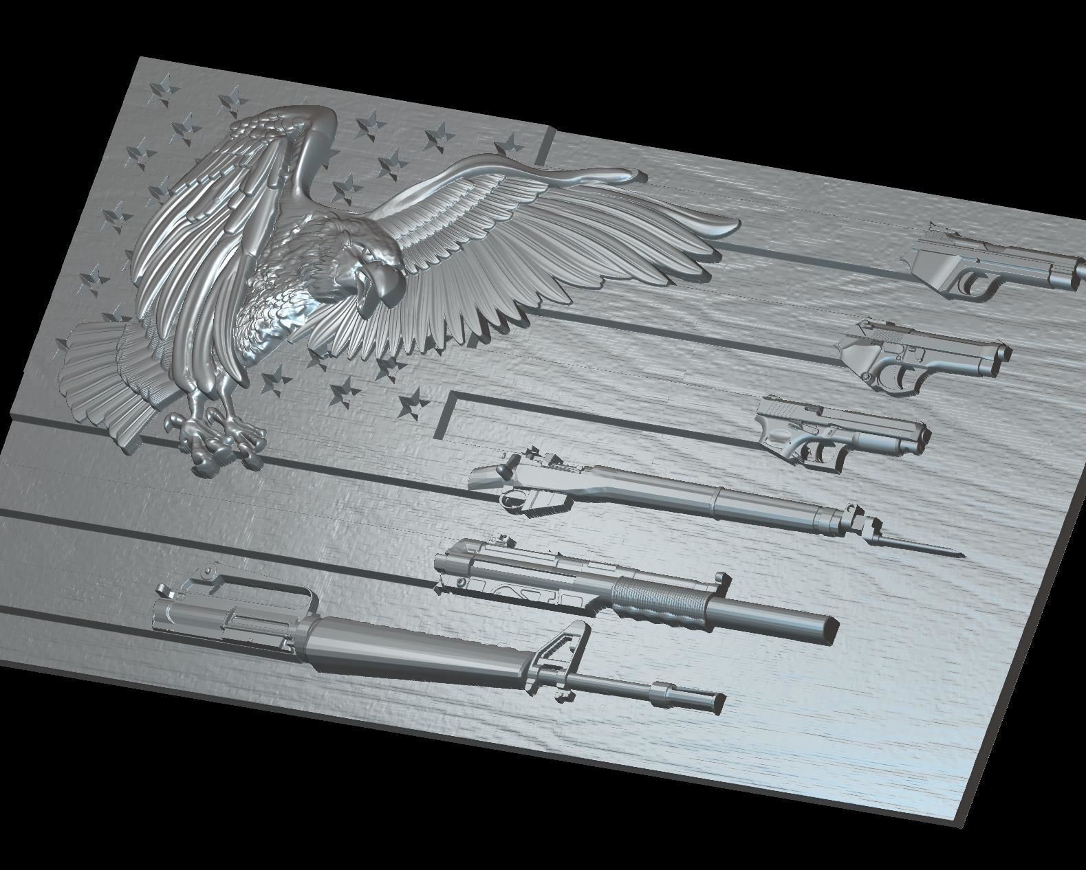 Flag Eagle Weapon 3d Model for cnc machines and 3d printers 3D model_9