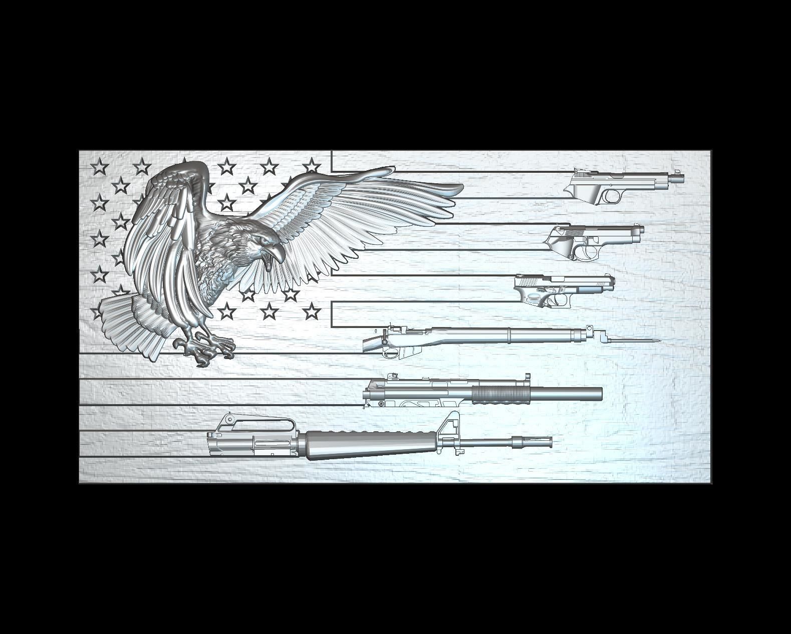 Flag Eagle Weapon 3d Model for cnc machines and 3d printers 3D model_0