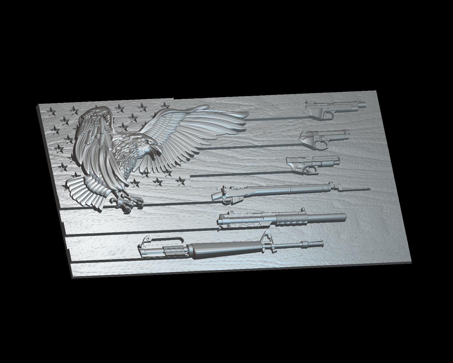 Flag Eagle Weapon 3d Model for cnc machines and 3d printers 3D model_7